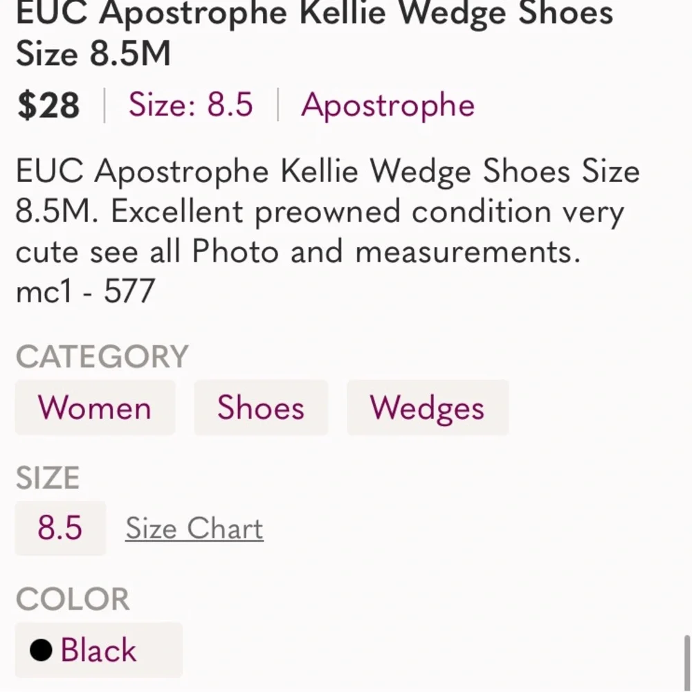 Excellent Preowned Condition Apostrophe Cork Wedge Shoes Size 8.5. Very cute